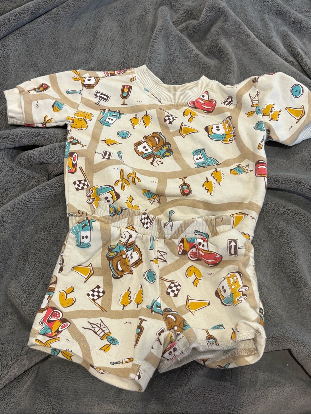 Cream & Multi Kids Matching Set - Short Sleeve Top and Shorts